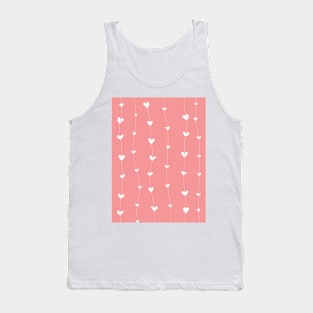 Pretty Little White Hearts and Threads on Pink - Valentine's Day Tank Top